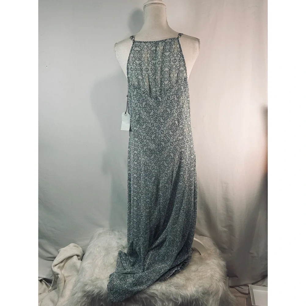 Cabi Garden Party Dress Floral Mixed Print Ruffle V-Neck Maxi Blue White Red NEW